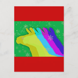 Kerstlama's met sterren en sneeuwvlok & muziek feestdagenkaart