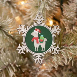 Kerstlamas Tin Sneeuwvlok Ornament