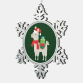Kerstlamas Tin Sneeuwvlok Ornament (Rechts)