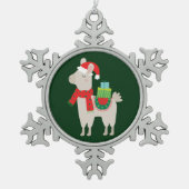 Kerstlamas Tin Sneeuwvlok Ornament (Voorkant)