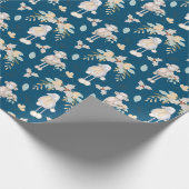 Kerstlammeren op blauw cadeaupapier (Hoek)