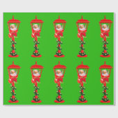 Kerstlamp Post Red Wrapping Paper Cadeaupapier (Vlak)