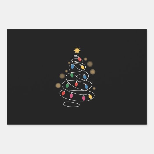 kerstlampboom inpakpapier vel (Voorkant)