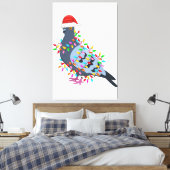 Kerstlampduif met Pet van Kerstmis - duif Canvas Afdruk (Insitu (Slaapkamer))