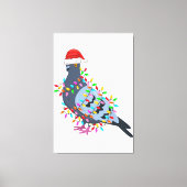 Kerstlampduif met Pet van Kerstmis - duif Canvas Afdruk (Voorkant)