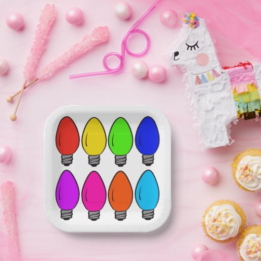  kerstlampen papieren bordje (Feest)