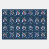 kerstlampfamilie Foto blauw aangepast Inpakpapier Vel (Voorkant 2)