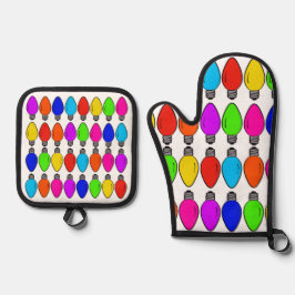 kerstlampglas ovenwant & pannenlap set