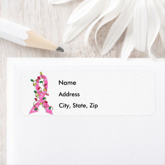 Kerstlampje borstkanker etiket (Insitu)