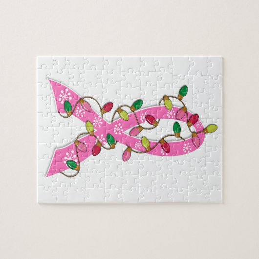 Kerstlampje borstkanker legpuzzel (Horizontaal)