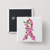 Kerstlampje borstkanker vierkante button 5,1 cm (Voorkant /achterkant)