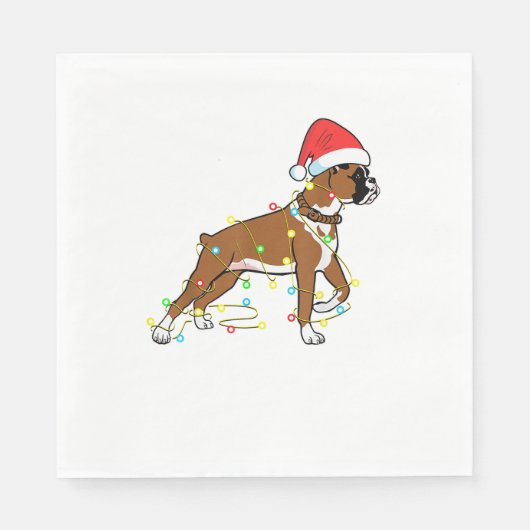 kerstlampje Boxer Hondenliefhebber Funny Gift Servet (Voorkant)