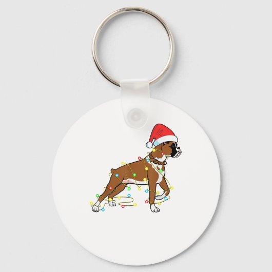 kerstlampje Boxer Hondenliefhebber Funny Gift Sleutelhanger (Voorkant)