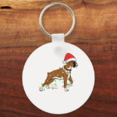 kerstlampje Boxer Hondenliefhebber Funny Gift Sleutelhanger (Voorkant)