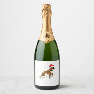 kerstlampje Boxer Hondenliefhebber Funny Gift Sparkling Wijnetiket