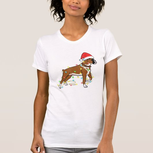 kerstlampje Boxer Hondenliefhebber Funny Gift T-shirt (Voorkant)