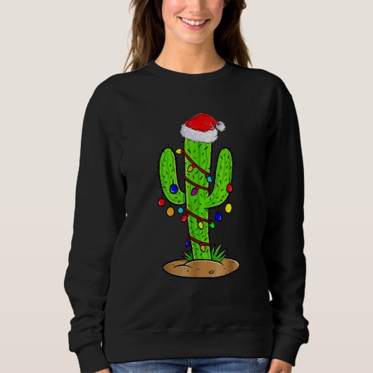 kerstlampje Cactus Santa Xmas kostuum Trui (Voorkant)