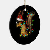 kerstlampje, eekhoorn met Santa Hat Keramisch Ornament (Rechts)