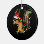kerstlampje, eekhoorn met Santa Hat Keramisch Ornament (Links)