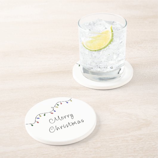 Kerstlampje feestdag zandsteen onderzetter (Zijkant)