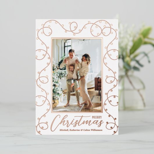 kerstlampje folie feestdagenkaart (Staand Voorkant)