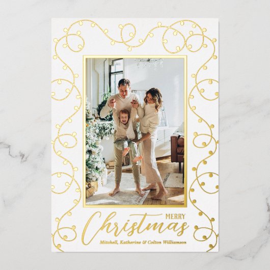 kerstlampje folie feestdagenkaart (Voorkant)