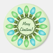 Kerstlampje in Blauw en Groen Magneet (Voorkant)