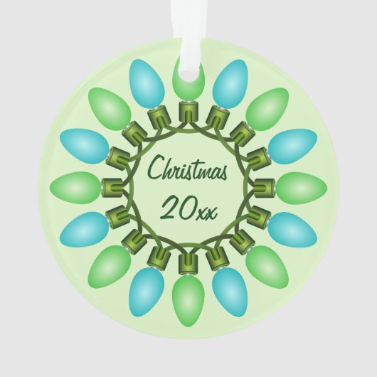 Kerstlampje in Blauw en Groen Ornament (achterkant)