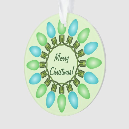 Kerstlampje in Blauw en Groen Ornament (voorkant)