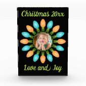 Kerstlampje in Oranje en blauw Fotoblokken (Voorkant)