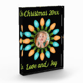 Kerstlampje in Oranje en blauw Fotoblokken (Links)