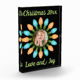 Kerstlampje in Oranje en blauw Fotoblokken