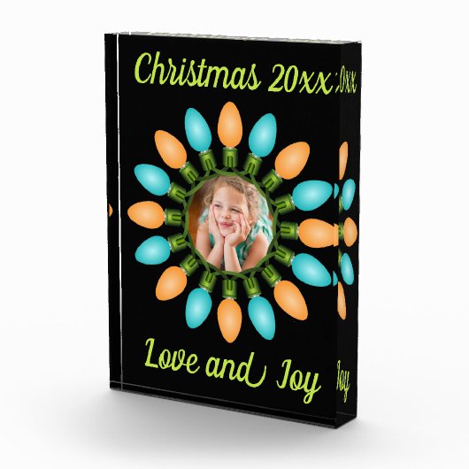 Kerstlampje in Oranje en blauw Fotoblokken (Rechts)