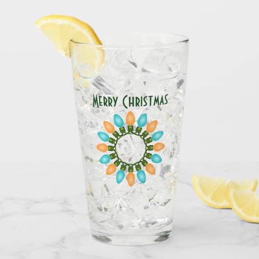 Kerstlampje in Oranje en blauw Glas (Voorkant ijs)