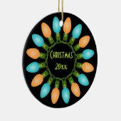 Kerstlampje in Oranje en blauw Keramisch Ornament (Rechts)