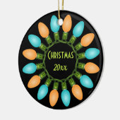 Kerstlampje in Oranje en blauw Keramisch Ornament (Links)