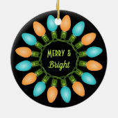 Kerstlampje in Oranje en blauw Keramisch Ornament (Achterkant)