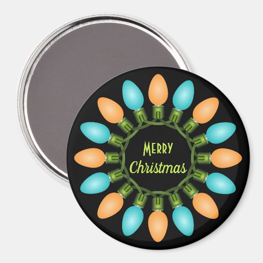 Kerstlampje in Oranje en blauw Magneet (Voorkant / Achterkant)