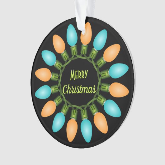 Kerstlampje in Oranje en blauw Ornament (voorkant)