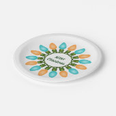 Kerstlampje in Oranje en blauw Papieren Bordje (Gekanteld)