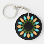 Kerstlampje in Oranje en blauw Sleutelhanger (Voorkant)