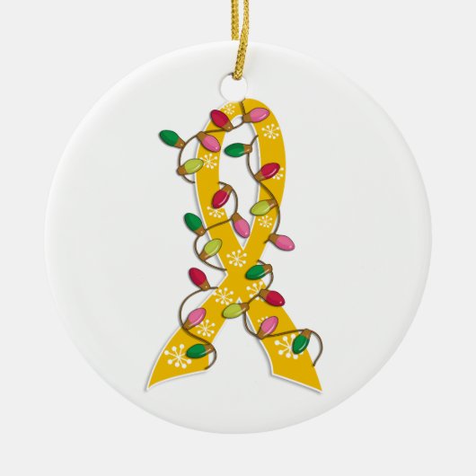 Kerstlampje met kinderkanker keramisch ornament (Voorkant)