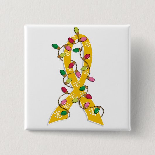 Kerstlampje met kinderkanker vierkante button 5,1 cm (Voorkant)