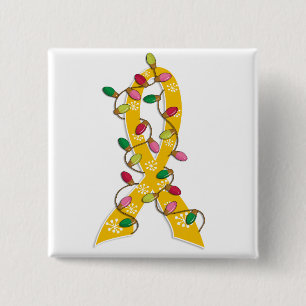 Kerstlampje met kinderkanker vierkante button 5,1 cm