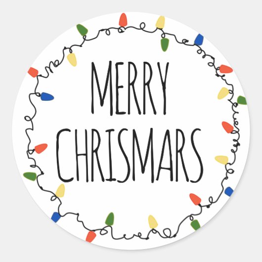 kerstlampje ronde sticker (Voorkant)