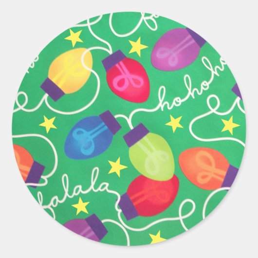 kerstlampje ronde sticker (Voorkant)