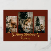 Kerstlampje Rood 3 Foto Folie Feestdagenkaart (Voorkant)