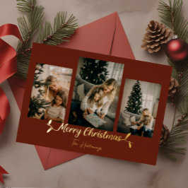 Kerstlampje Rood 3 Foto Folie Feestdagenkaart