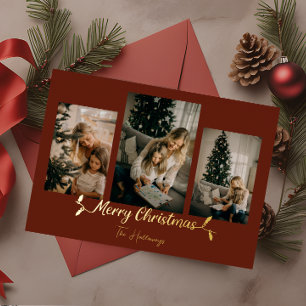 Kerstlampje Rood 3 Foto Folie Feestdagenkaart