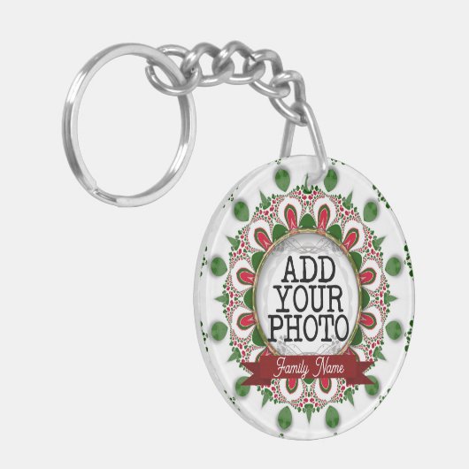 kerstlampjes Aangepaste foto's Sleutelhanger (Voorkant Links)
